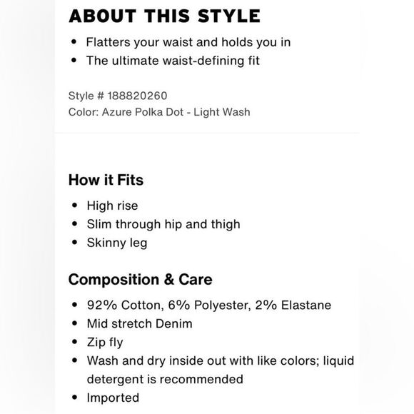 LEVI’S 31 Azure Blue Polka Dot 311 Shaping Skinny Stretch Jeans - Picture 16 of 16